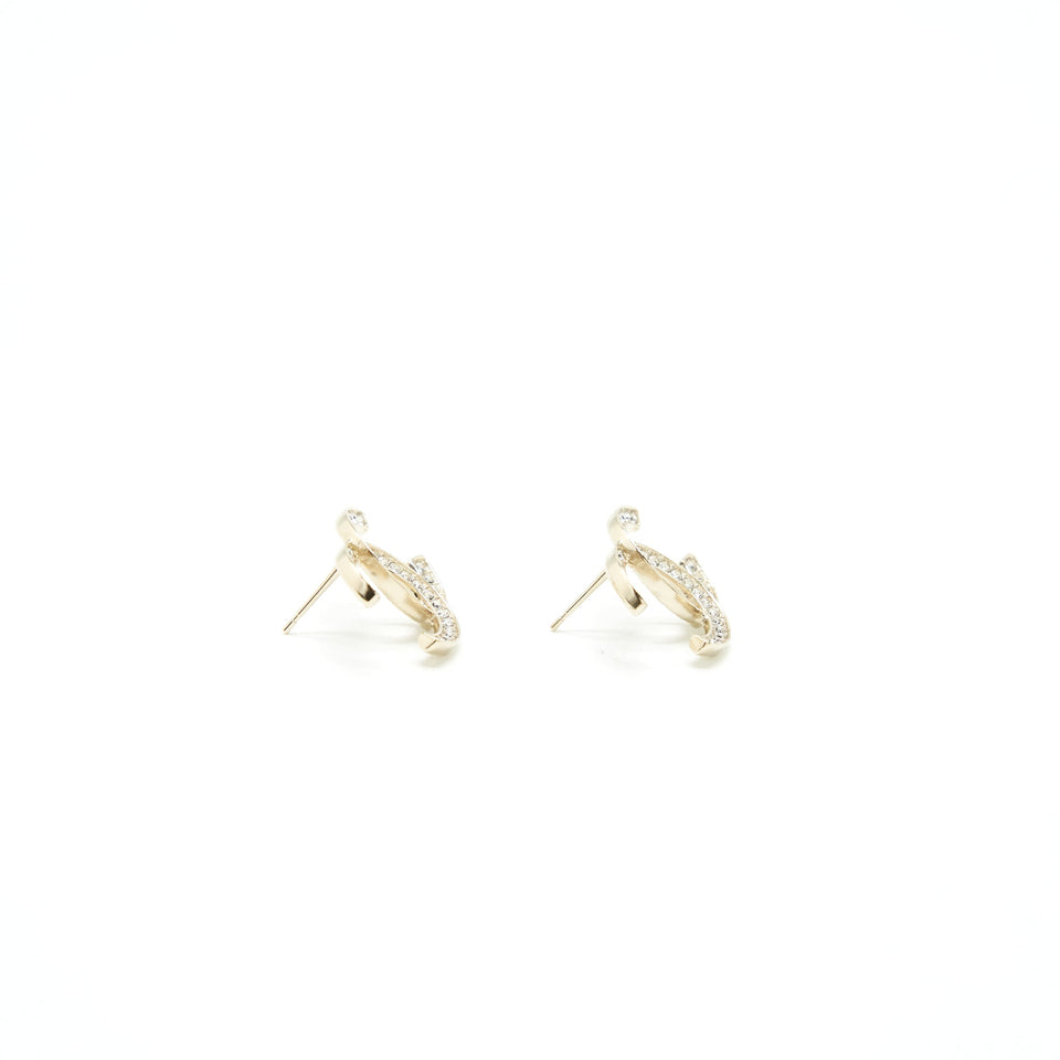 Chanel Classic CC Logo Earrings Large Model Gold Tone