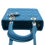 Christian Dior Medium Lady Dior Cannage Lambskin Leather Shoulder Bag Blue