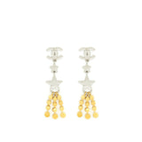 Chanel Crystals CC Logo And Stars Drop Earrings Gold/Silver Hardware