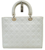 Christian Dior White Lambskin Leather Large Lady Dior Shoulder Bag