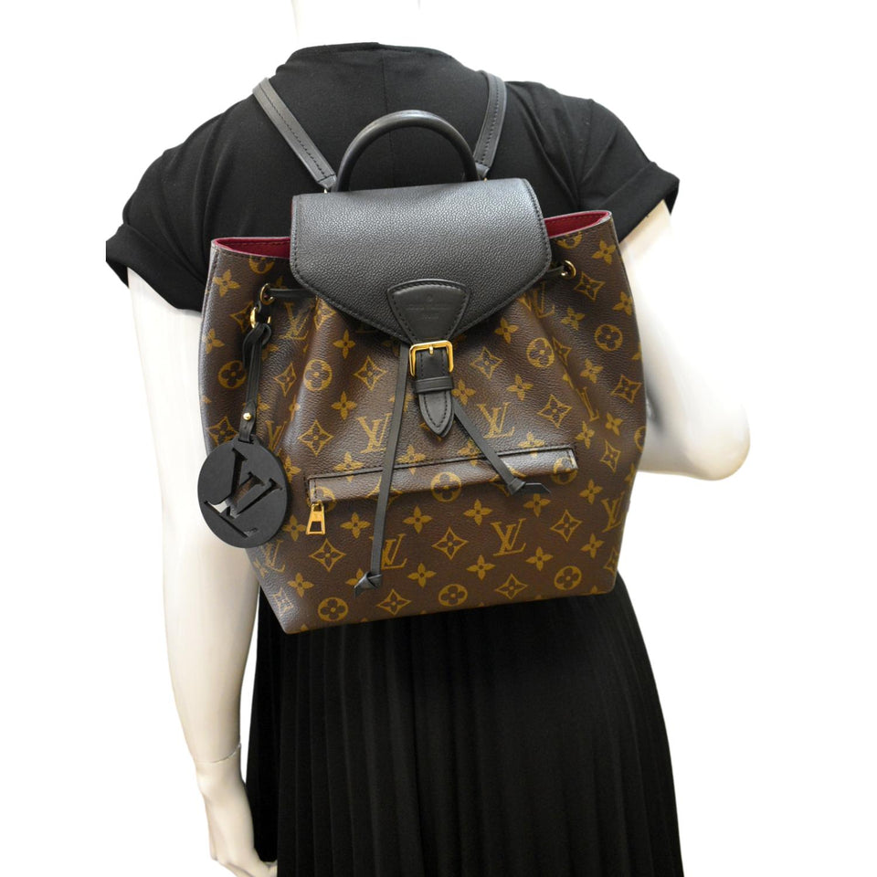 Louis Vuitton Montsouris NM Monogram Canvas Leather Backpack Bag Black