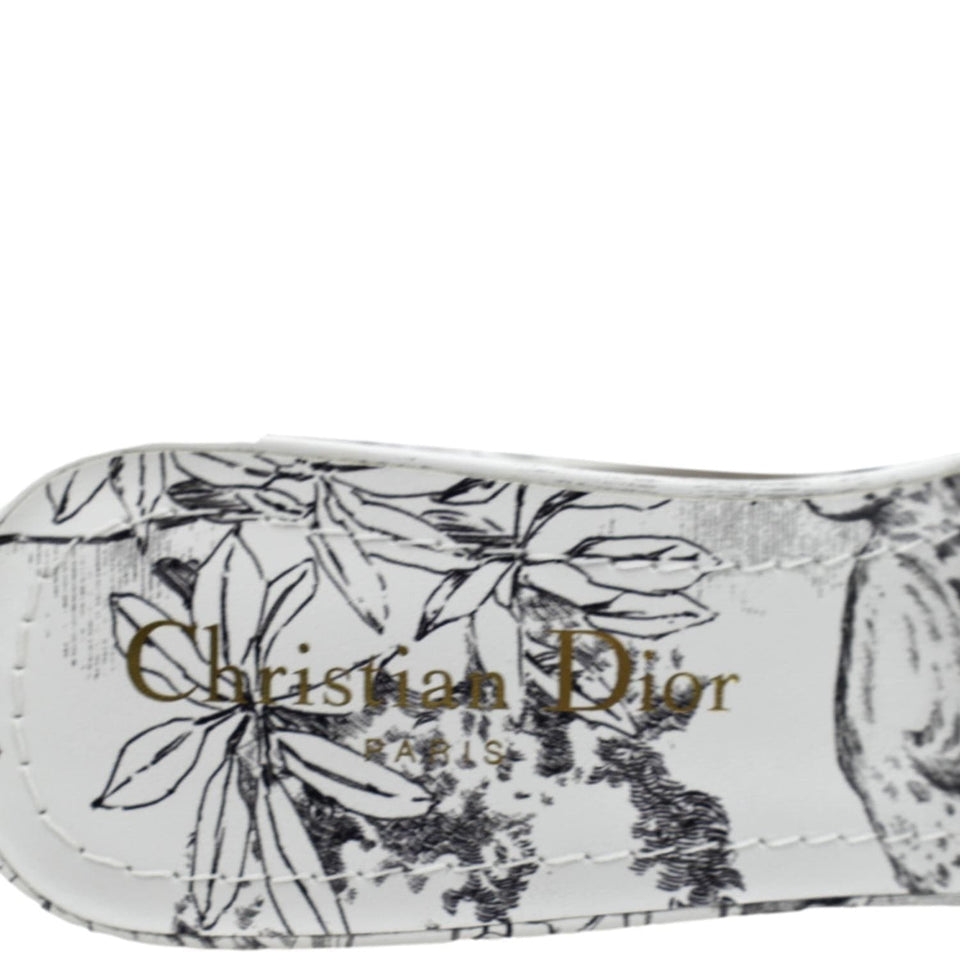 Christian Dior Dway Heeled Slide Embroidered Cotton Multicolor Size 36