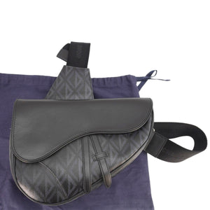 Christian Dior Diamond Canvas Saddle Crossbody Bag Black