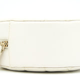 Chanel mini round Bag with Chain Caviar White L