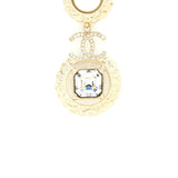 Chanel CC Logo With Pearls And Square Crystals Earrings L