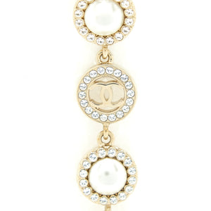 Chanel Crystals CC Logo And Pearls Round Drop Earrings L