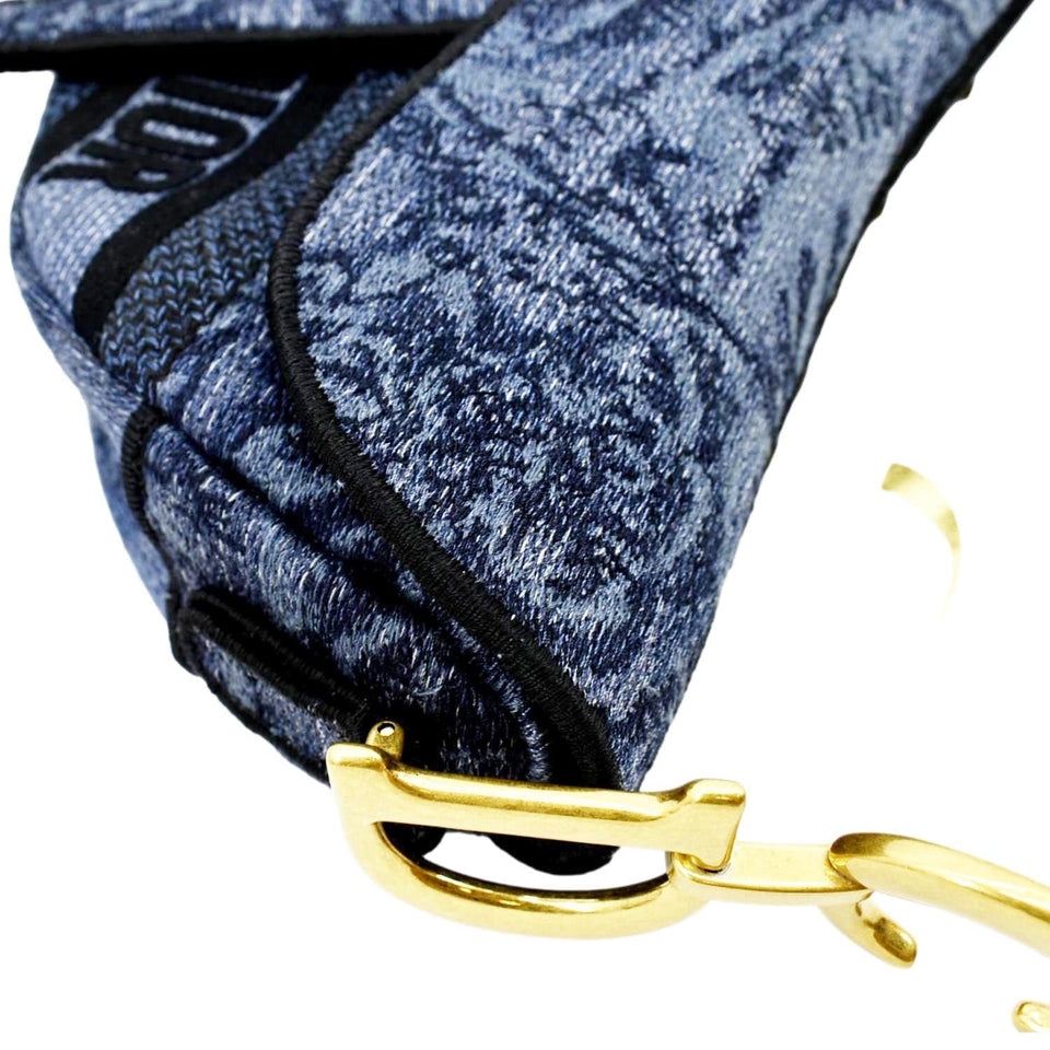 Christian Dior Saddle Denim Shoulder Bag Blue