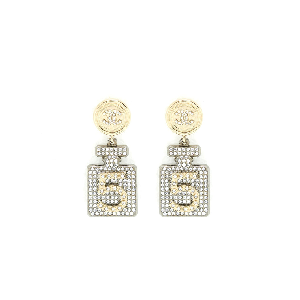Chanel No.5 Perfume Bottle Crystal Drop Earrings L