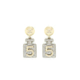 Chanel No.5 Perfume Bottle Crystal Drop Earrings L