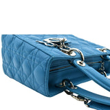 Christian Dior Medium Lady Dior Cannage Lambskin Leather Shoulder Bag Blue