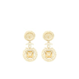 Chanel CC Logo With Pearls And Square Crystals Earrings L