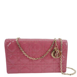 Christian Dior Lady Dior Patent Cannage Leather Chain Pouch Bag Pink