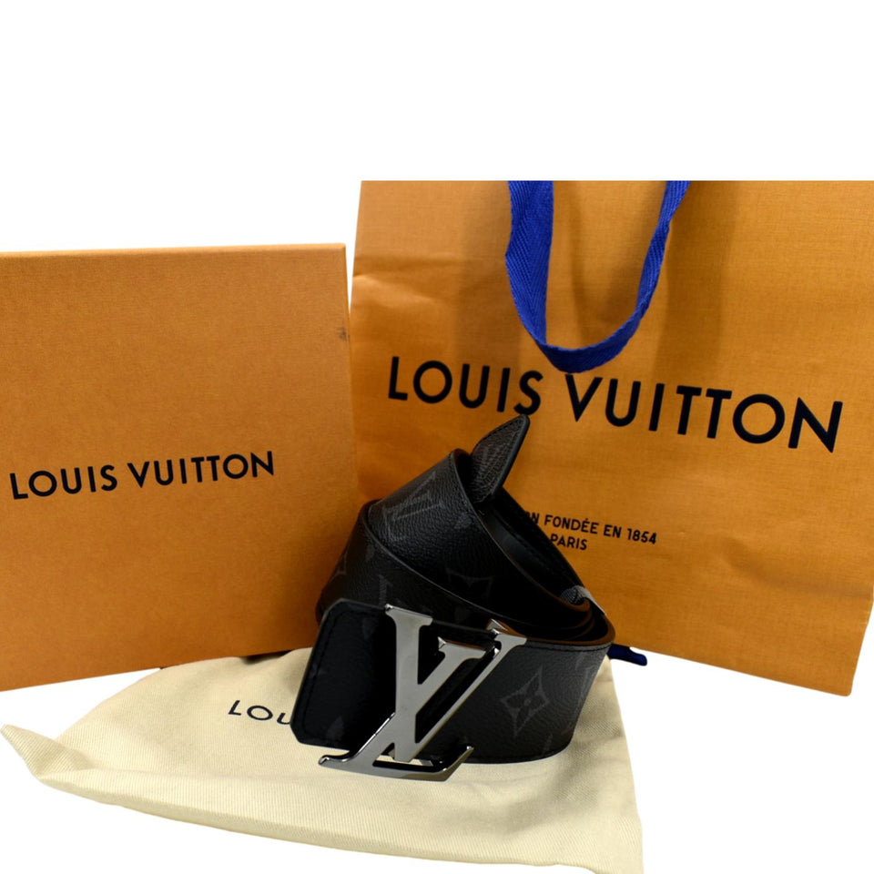 Louis Vuitton Monogram Eclipse LV Initials Belt Black Size 100/40