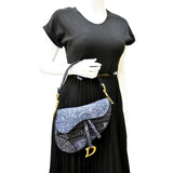 Christian Dior Saddle Denim Shoulder Bag Blue