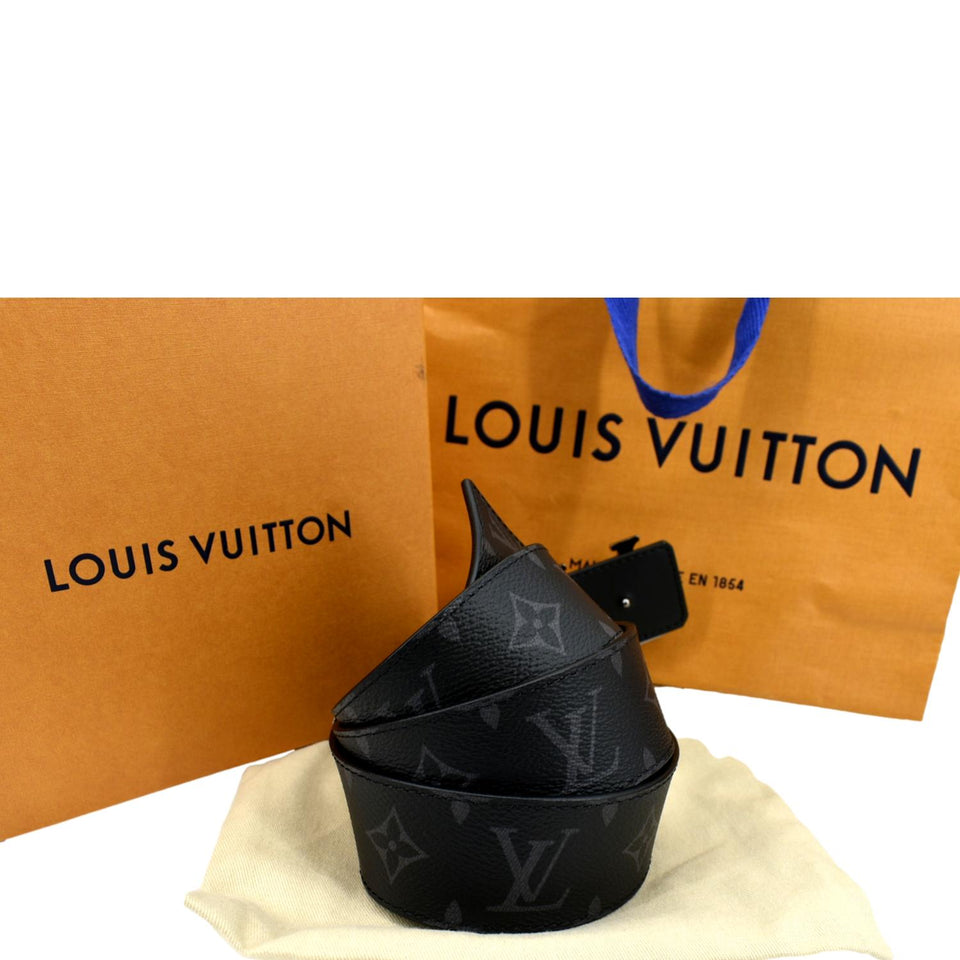 Louis Vuitton Monogram Eclipse LV Initials Belt Black Size 100/40