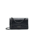 Chanel Chevron Medium Classic Double Flap Bag so Black