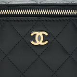 Chanel 22C Pearl Crush Mini Vanity With Chain Lambskin Black