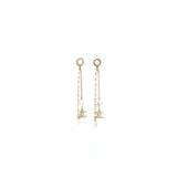 Chanel Pearl Drop Earring With CC Logo Light Gold Tone