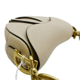 Christian Dior Saddle Grained Calfskin Leather Satchel Shoulder Bag Caramel Beige