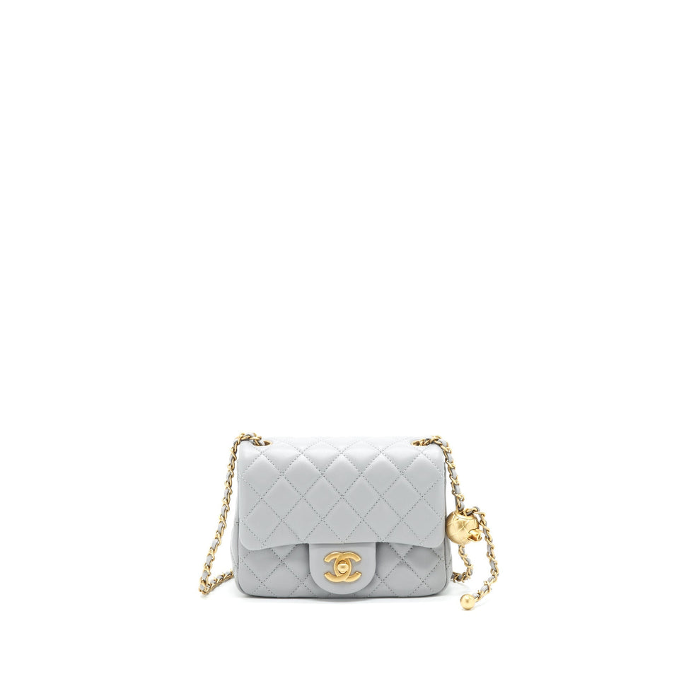 Chanel 21B Pearl Crush mini square Flap Bag grey