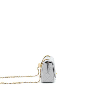 Chanel 21B Pearl Crush mini square Flap Bag grey