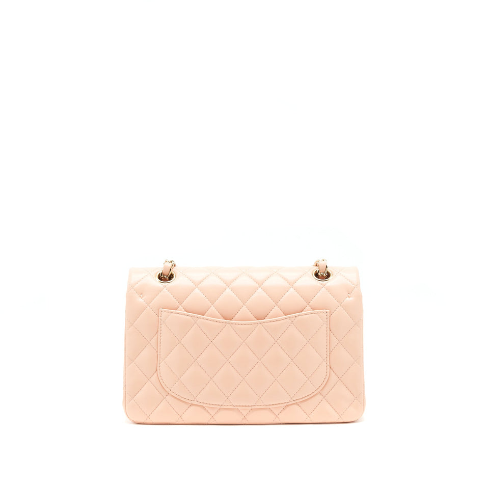 Chanel Small Classic Double Flap Bag Lambskin Pink L
