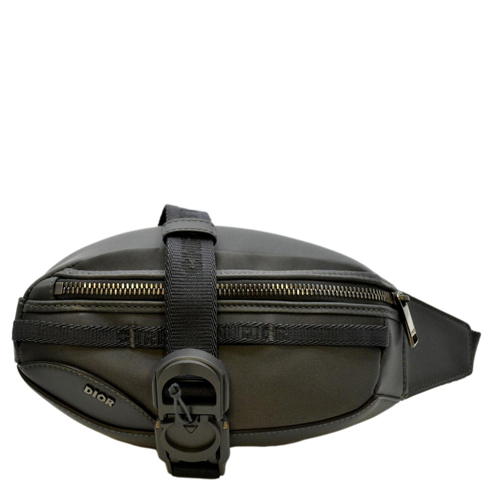 Christian Dior Scarab Calfskin Leather Crossbody Bag Grey