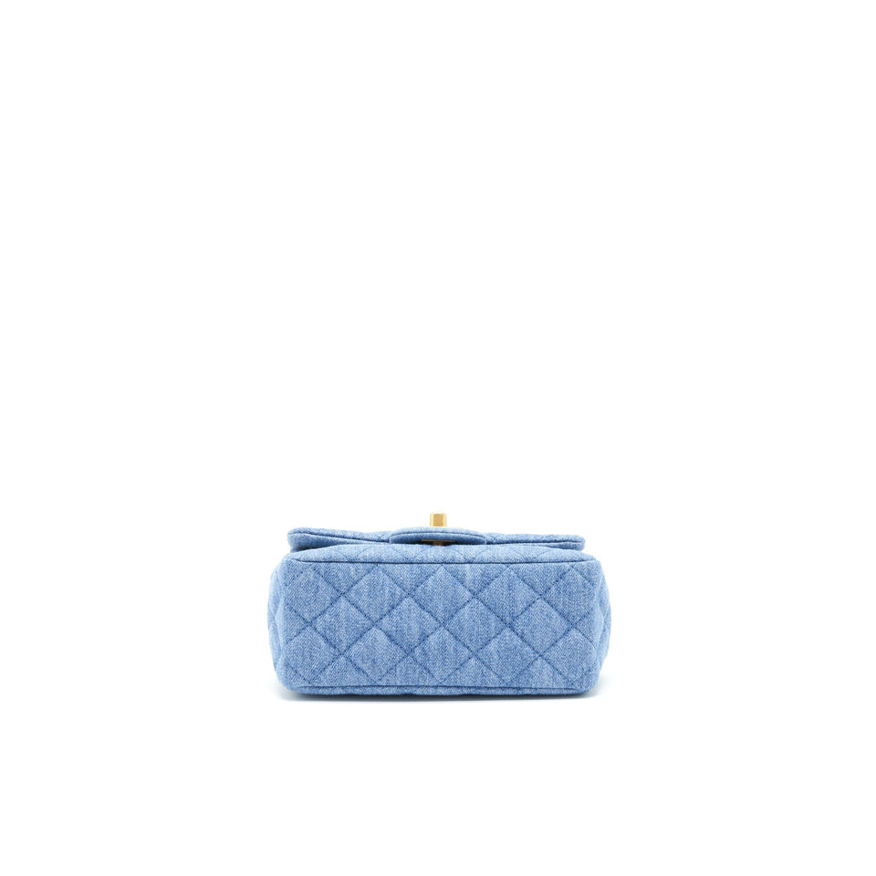 Chanel 22C Denim Pearl Crush Mini Square Flap Bag