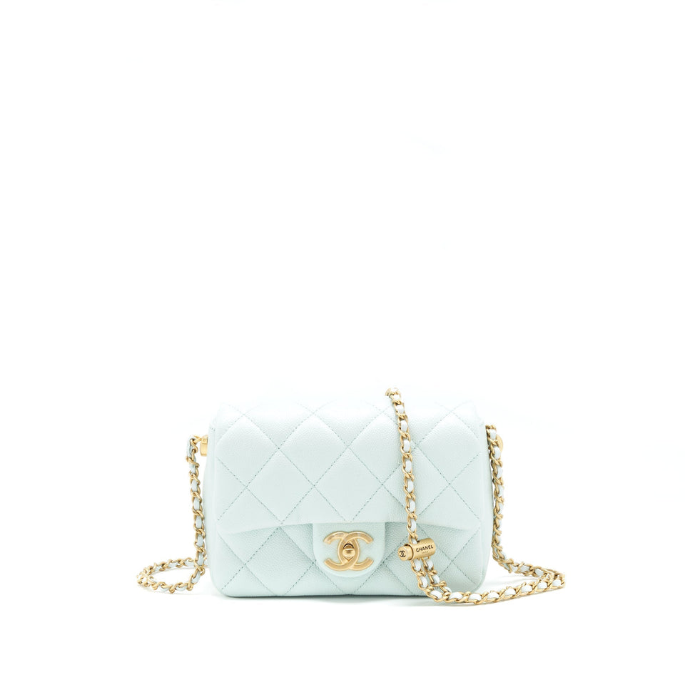 Chanel 21K My Perfect Mini Flap Bag Caviar Iridescent Pastel Green
