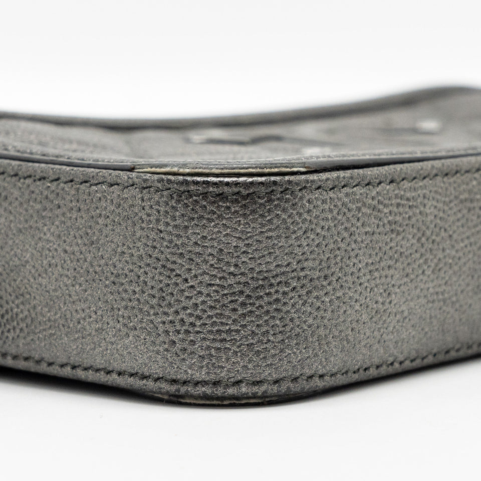 Chanel CC Filigree Double Zip Clutch with Chain Caviar Grey