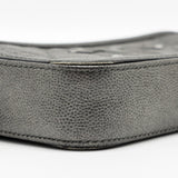 Chanel CC Filigree Double Zip Clutch with Chain Caviar Grey