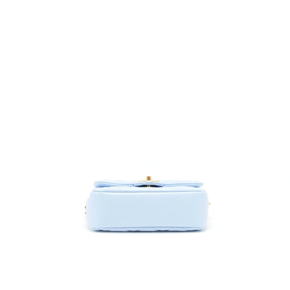 Chanel 21K My Perfect Mini Flap Bag Caviar Iridescent Light Blue