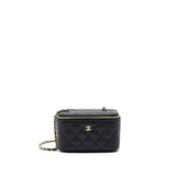 Chanel Caviar Long Vanity With Chain Caviar Black L