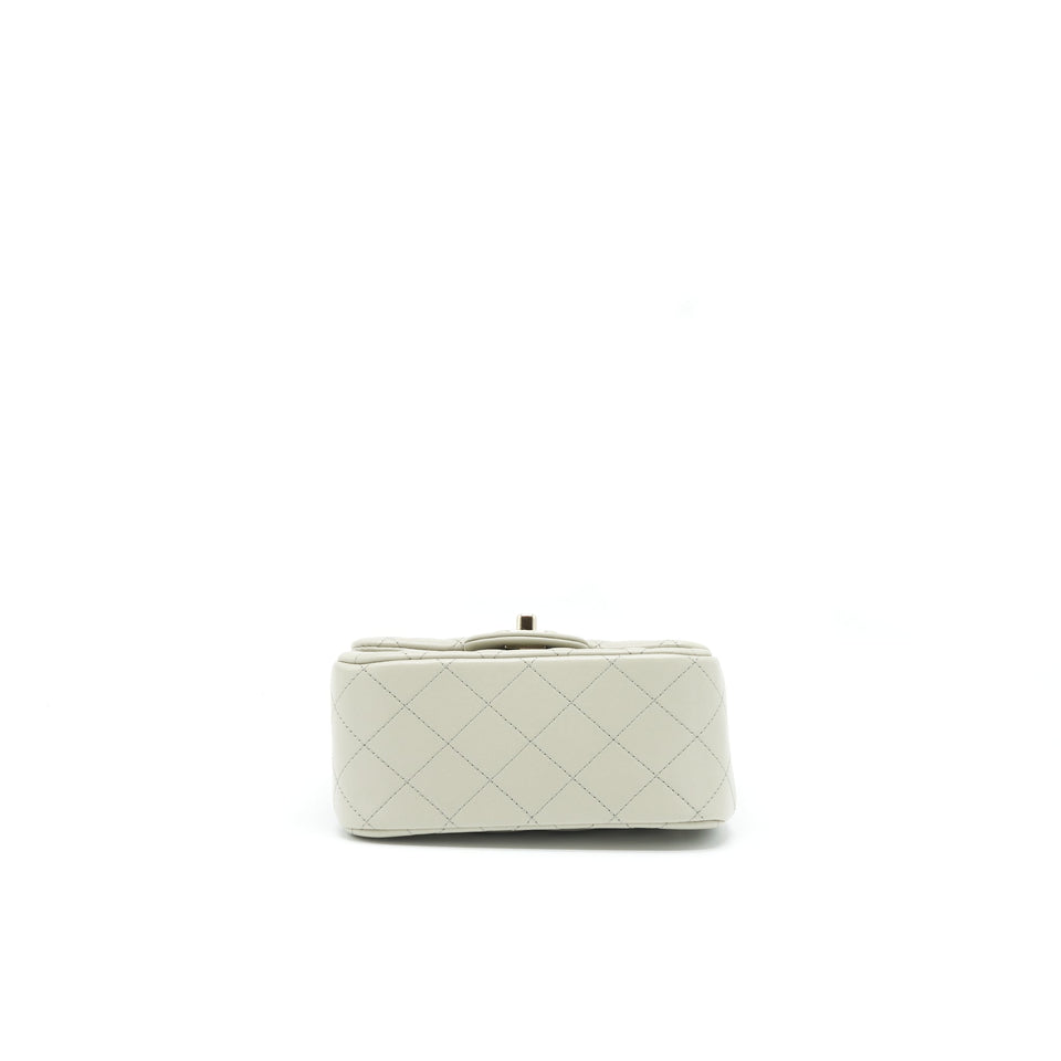 Chanel 22C Mini Square Flap Bag Lambskin Light Grey L