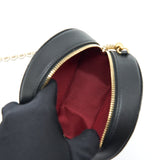 Chanel Pearl Round Clutch With Chain Calfskin Black