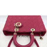 Christian Dior Large Lady Dior Cannage Lambskin Shoulder Bag Pink