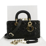 Christian Dior Lady D-Joy Medium Cannage Leather Shoulder Bag Black