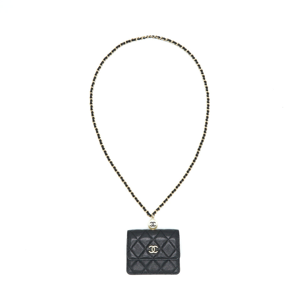Chanel Flap Coin Purse with Chain Black Caviar L