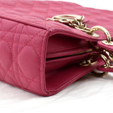 Christian Dior Large Lady Dior Cannage Lambskin Shoulder Bag Pink