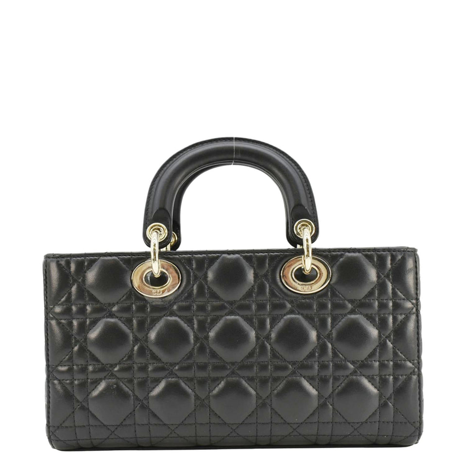 Christian Dior Lady D-Joy Medium Cannage Leather Shoulder Bag Black