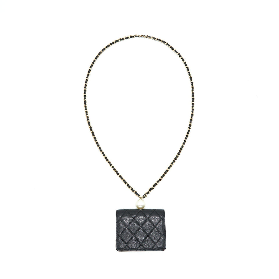 Chanel Flap Coin Purse with Chain Black Caviar L