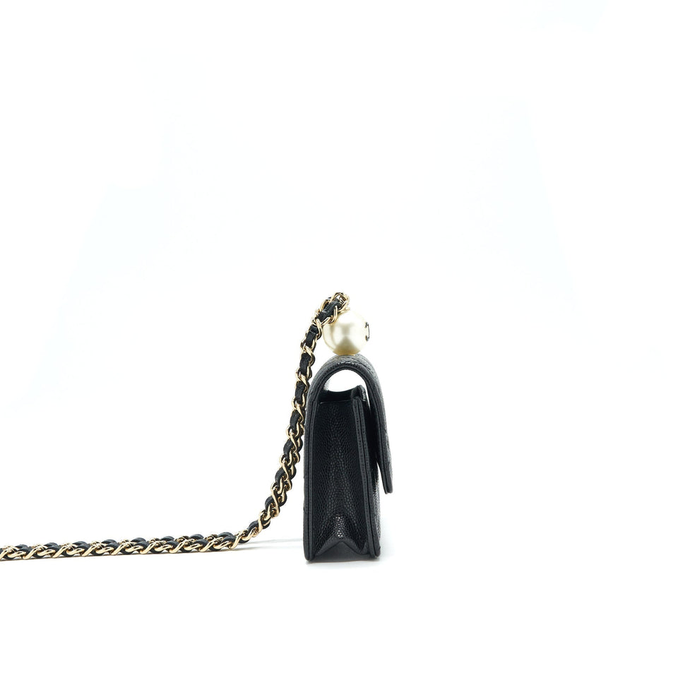 Chanel Flap Coin Purse with Chain Black Caviar L