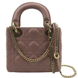 Christian Dior Mini Lady Dior Cannage Lambskin Leather Shoulder Bag Blush