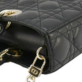 Christian Dior Lady D-Joy Medium Cannage Leather Shoulder Bag Black