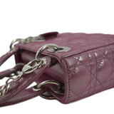 Christian Dior Mini Lady Dior Pearlescent Cannage Lambskin Shoulder Bag Dark Pink