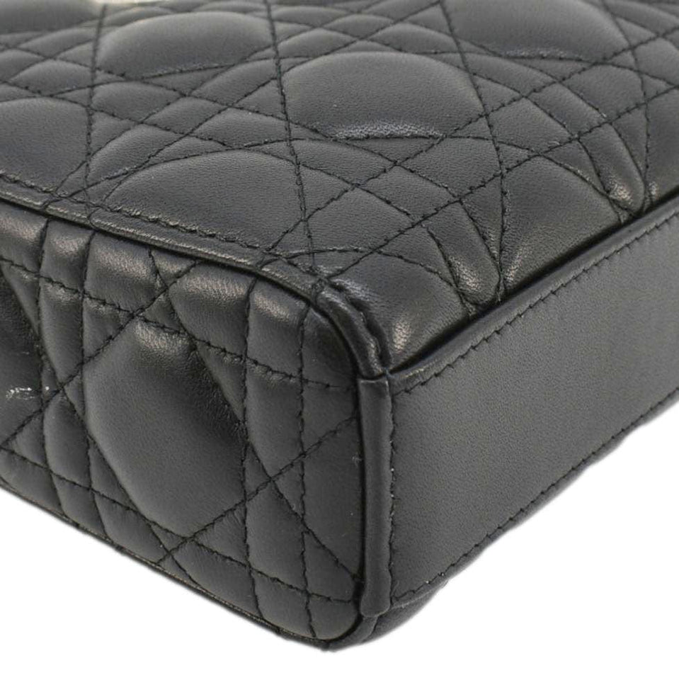 Christian Dior Lady D-Joy Medium Cannage Leather Shoulder Bag Black