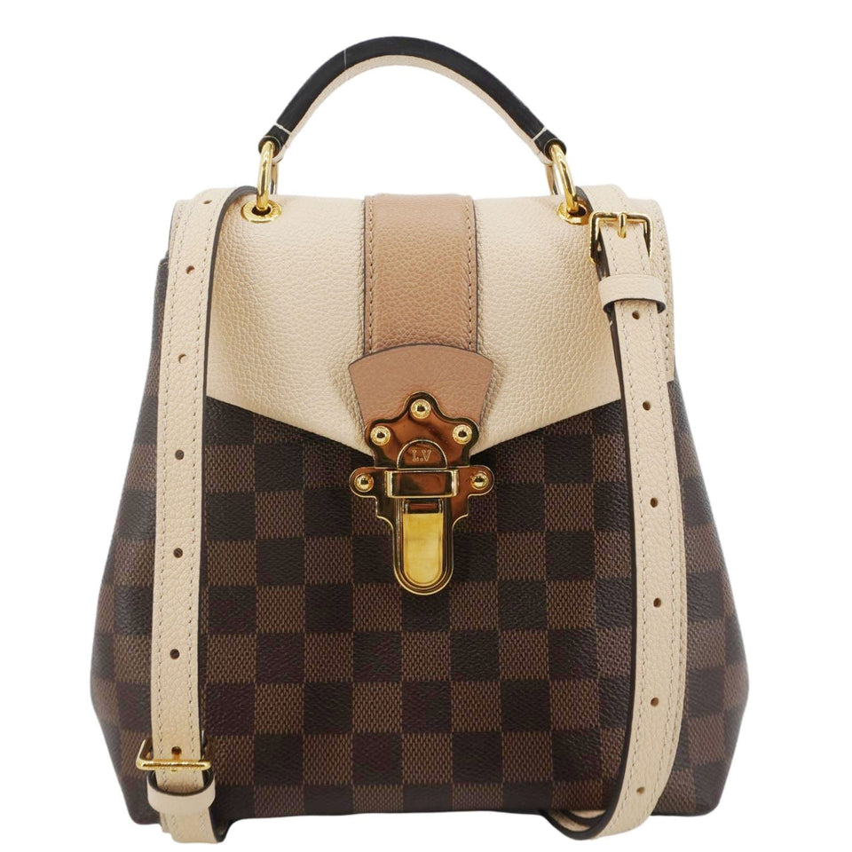Louis Vuitton Clapton Damier Ebene Backpack Bag Creme Beige