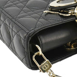 Christian Dior Lady D-Joy Medium Cannage Leather Shoulder Bag Black