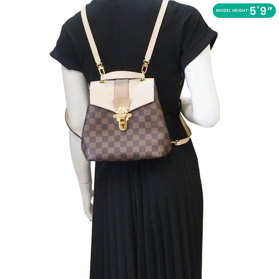 Louis Vuitton Clapton Damier Ebene Backpack Bag Creme Beige