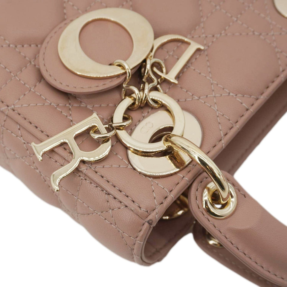Christian Dior Lady Dior Mini Cannage Leather Crossbody Bag Rose